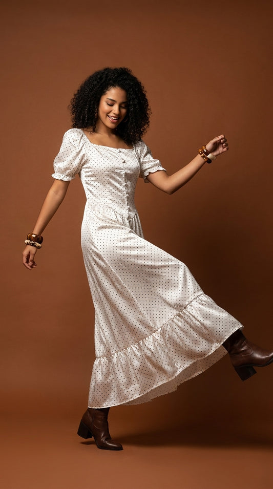 Vestido Blanco con Volantes / SH114