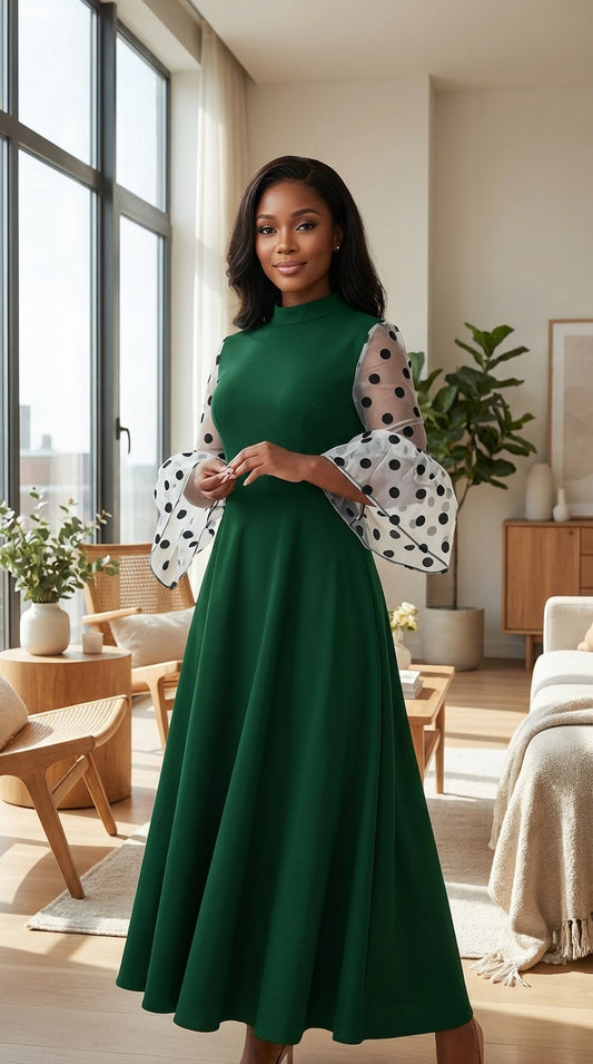 Vestido con mangas lunares / AO114