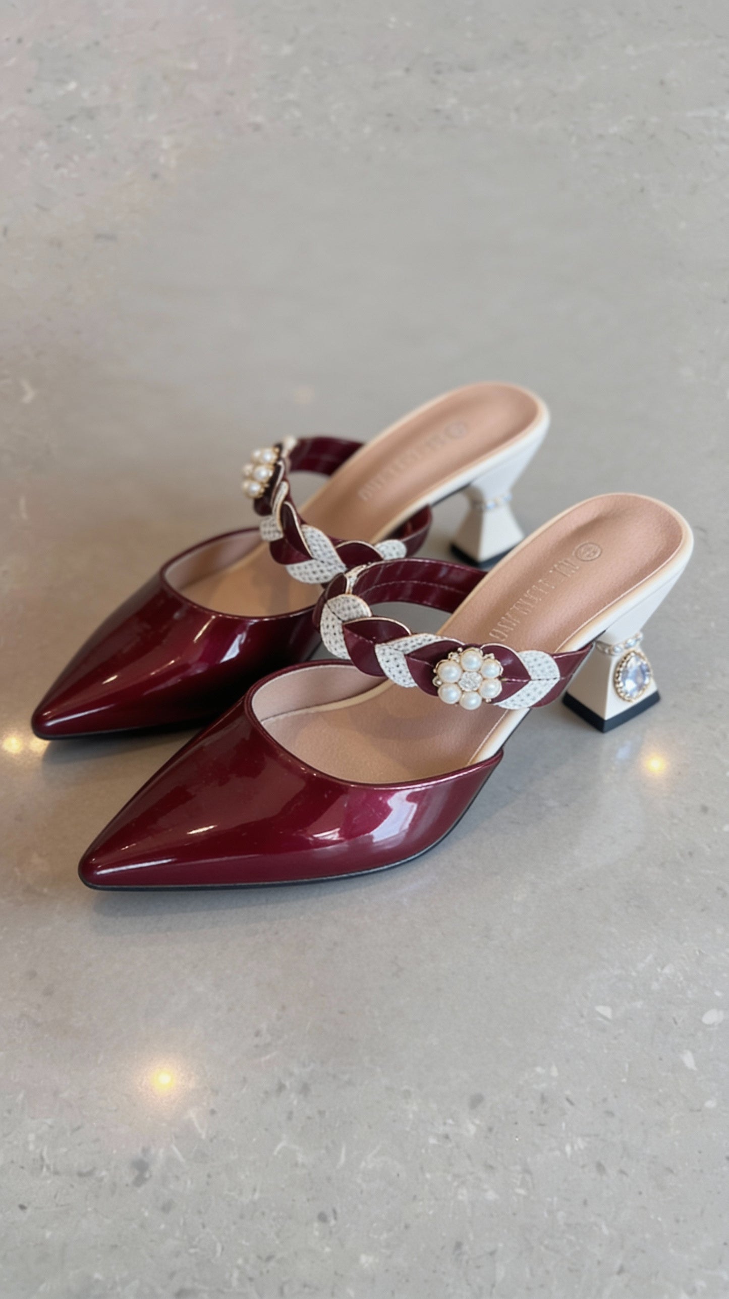 Zapatos Tacón Medio Burdeos ZZ260101