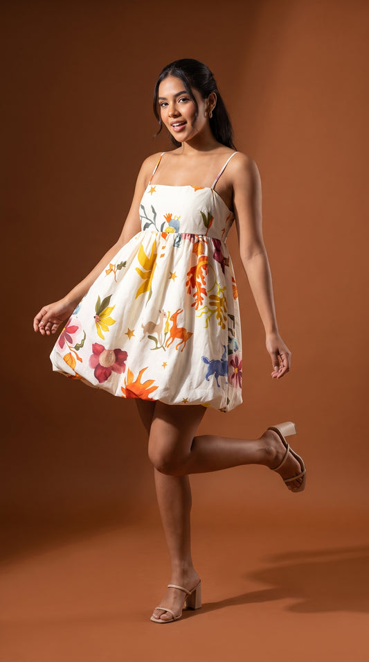 Vestido corto floral blanco / ANV82