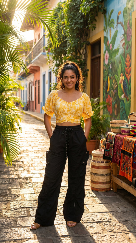Pantalón negro relaxed fit / ANE1001-33