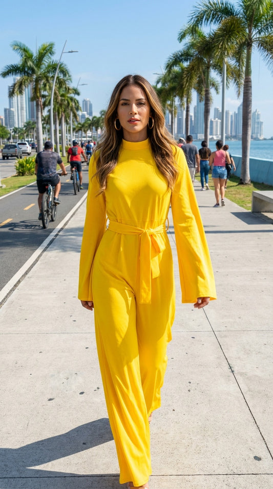 Enterizo amarillo largo / AO168