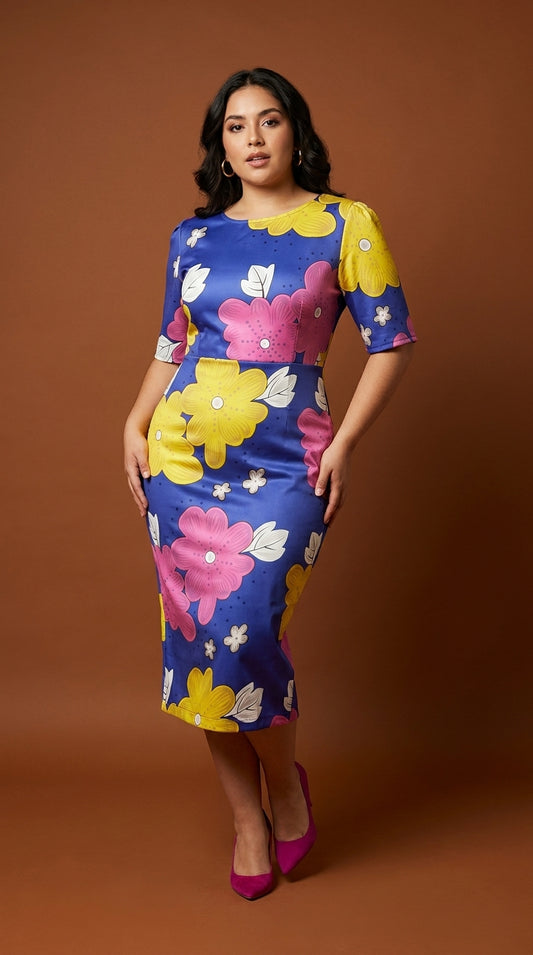 Vestido flores amarillo/morado / AO172