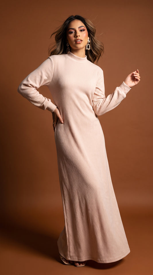 Vestido Nude de Manga Larga / L73A