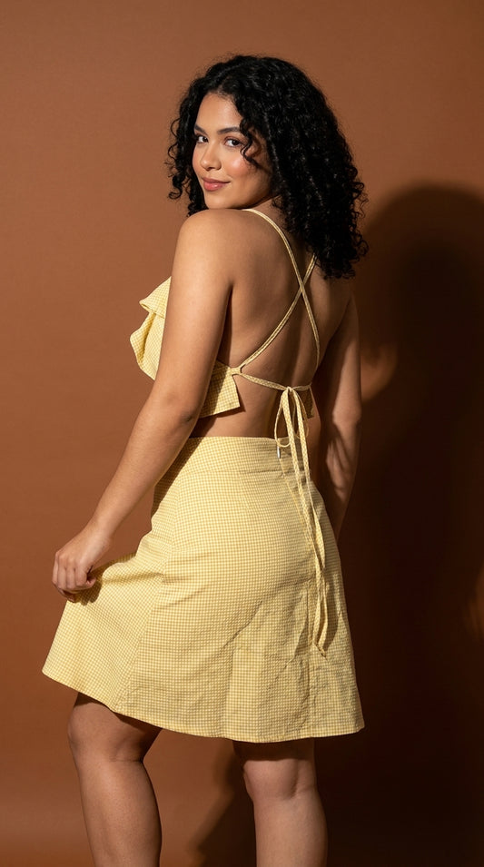 Conjunto amarillo top y mini falda / ANS13