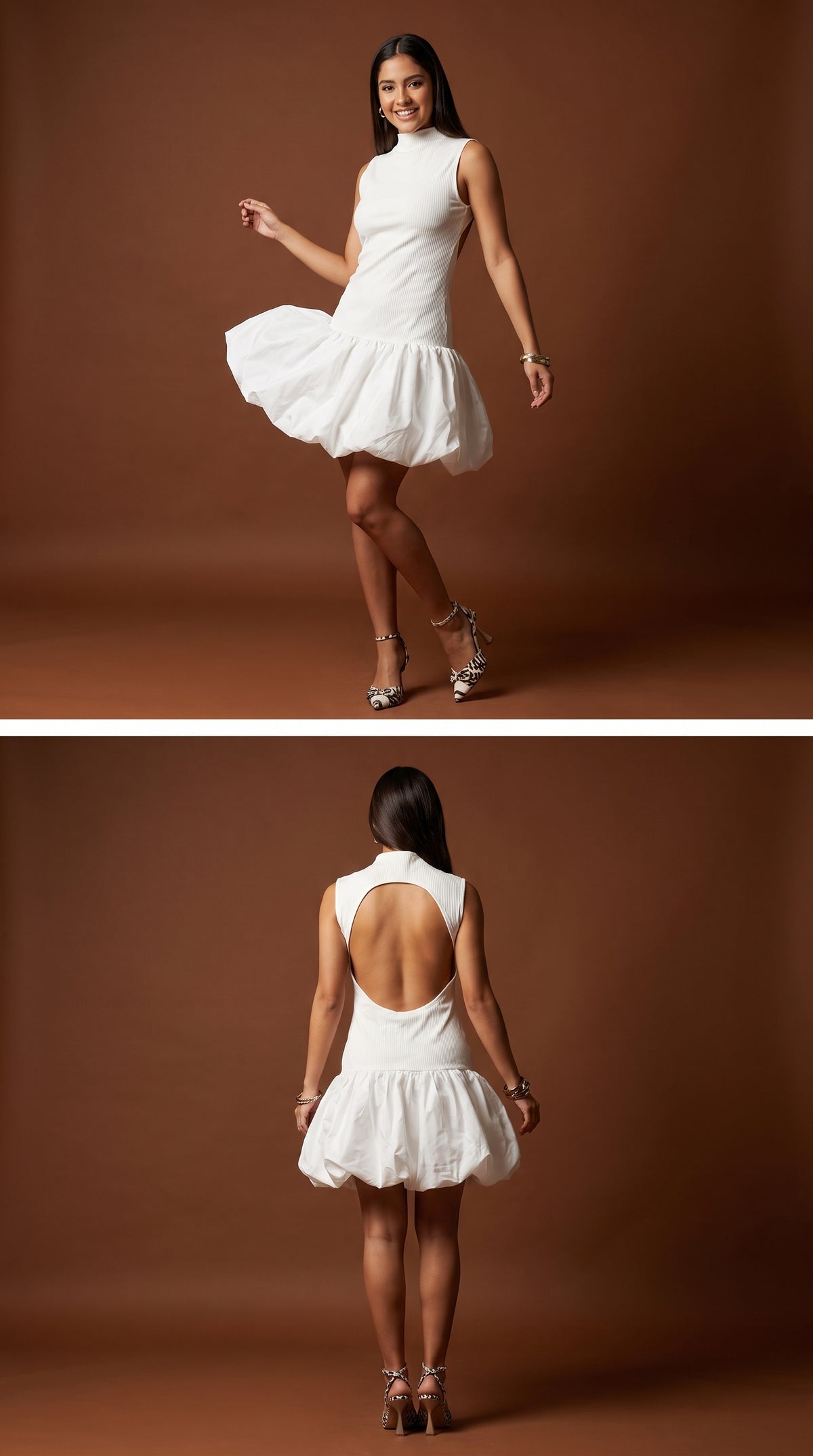 Vestido corto blanco fluido / ANV98