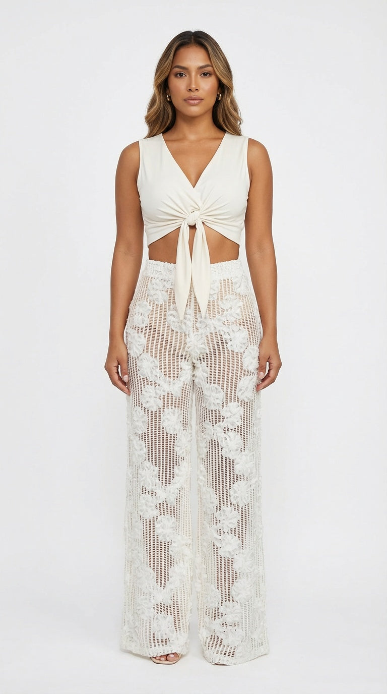 Pantalón semitransparente blanco / SH64