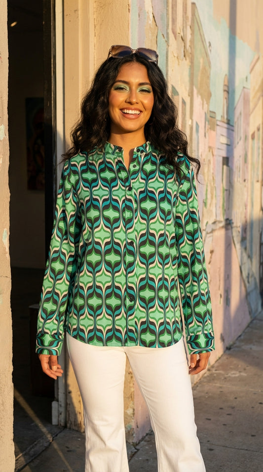 Blusa estampada verde / ANB26001