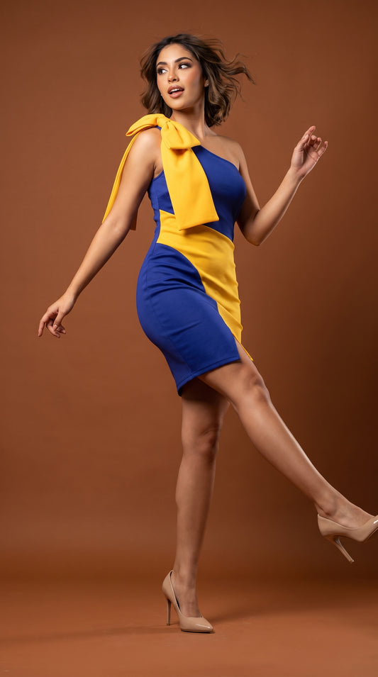 Vestido azul/amarillo AO141