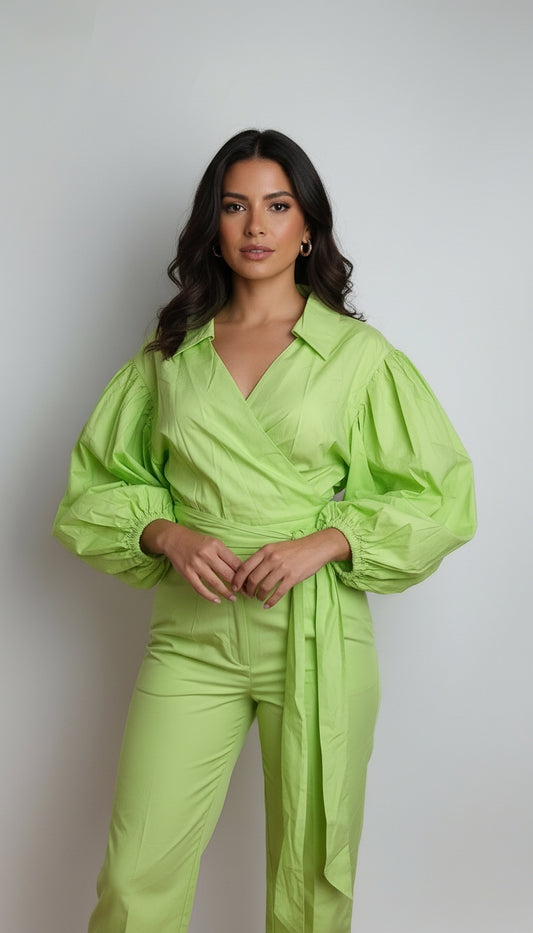 Blusa verde con lazo / AO124