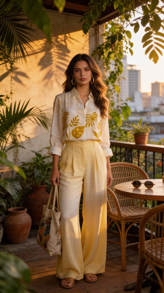 Blusa blanca estampada amarilla / ANB26004