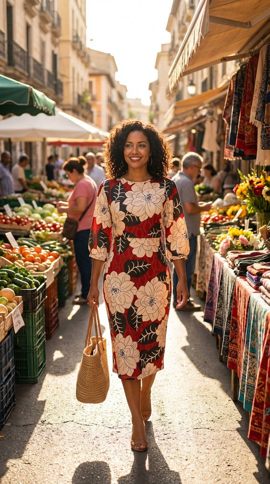 Vestido floral rojo / UV75