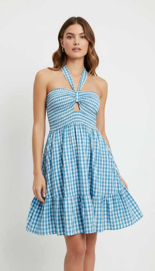 Vestido Azul cuadros/ /ANV10