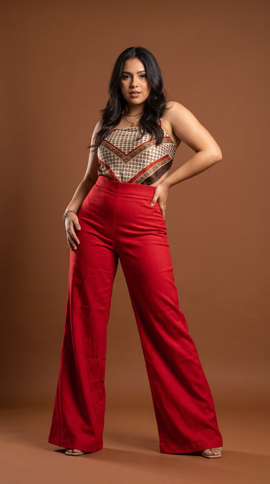 Pantalón rojo de talle alto / AO28