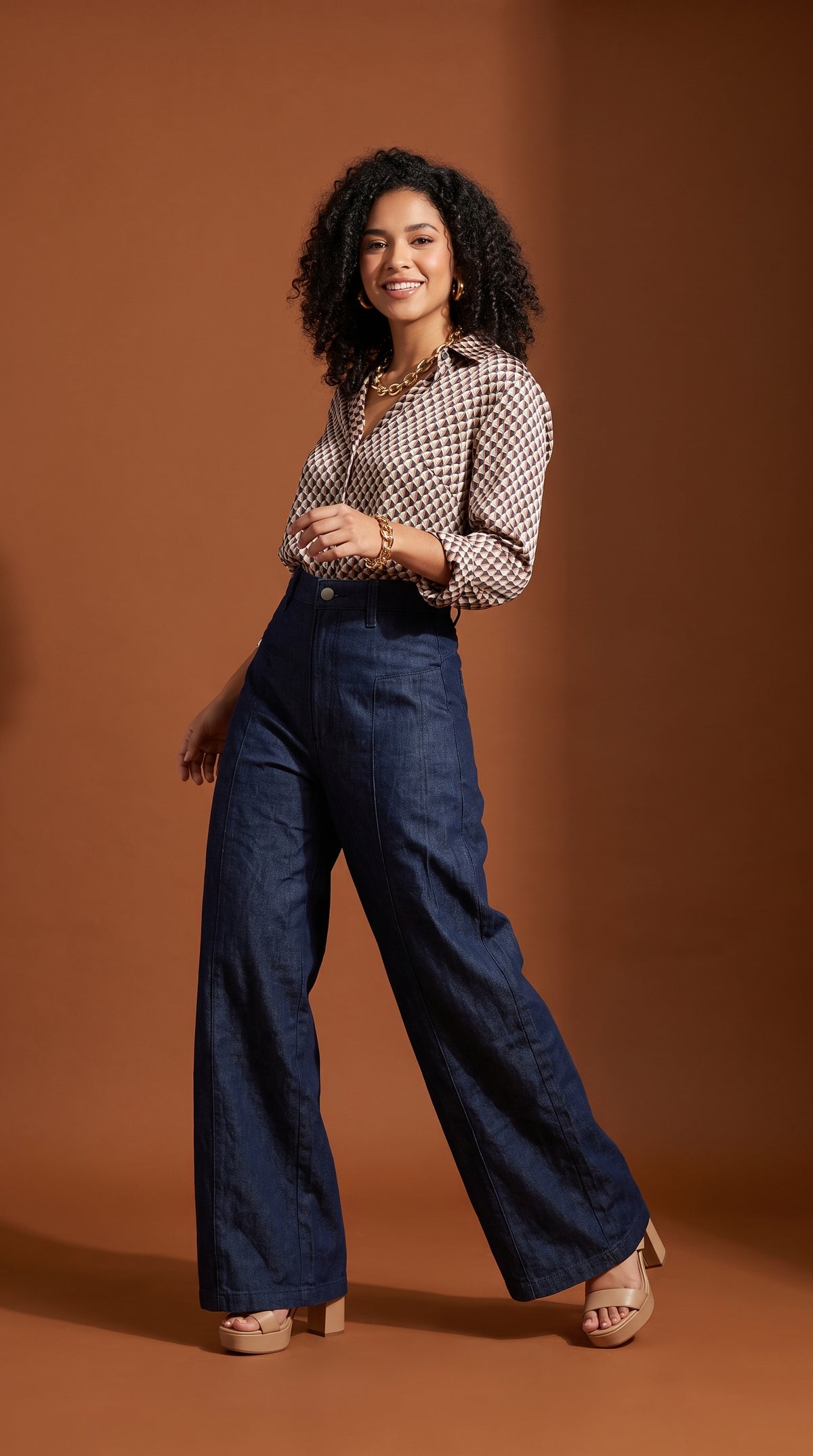 Pantalón Denim Oscuro Palazzo / ANE1001-52