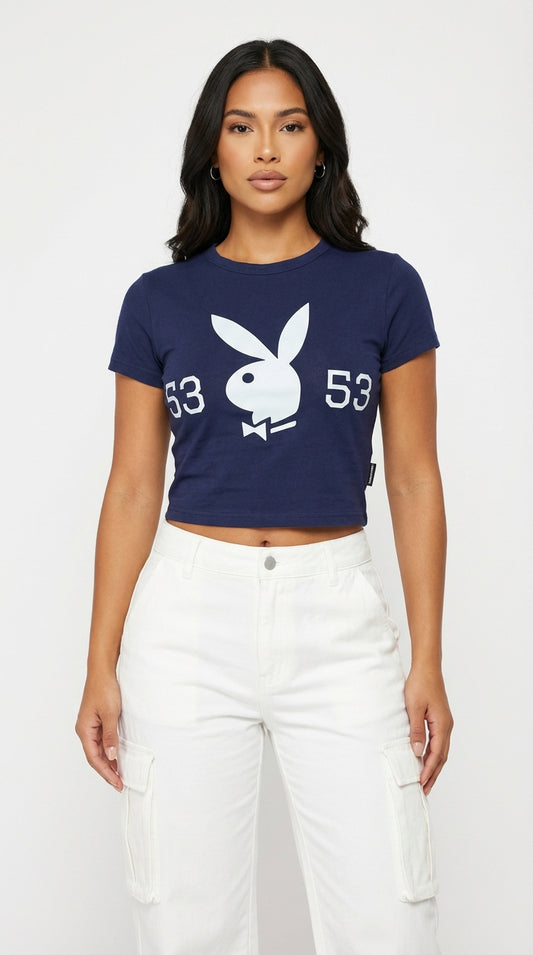 Camiseta azul con estampado gráfico / SH27 Betzy