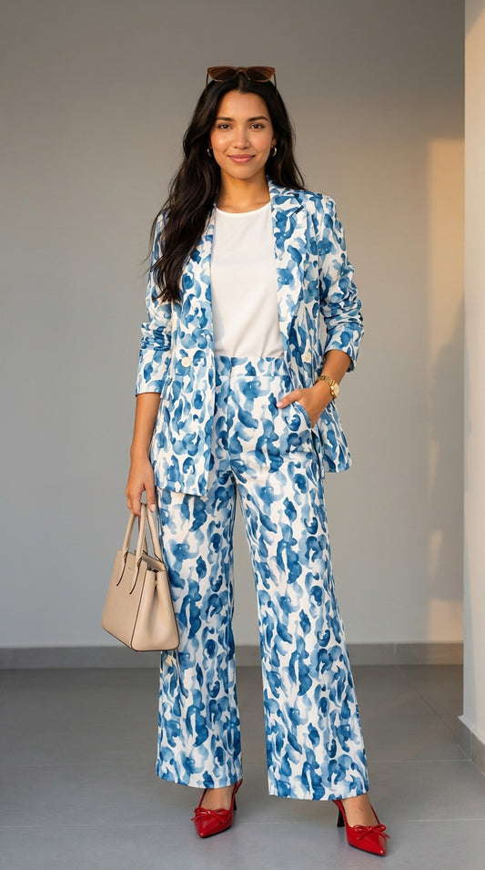 Set Acuarela Blue: Blazer + Pantalón / OUT77