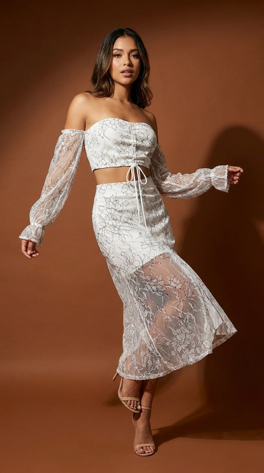Conjunto blanco bordado D&M / V449