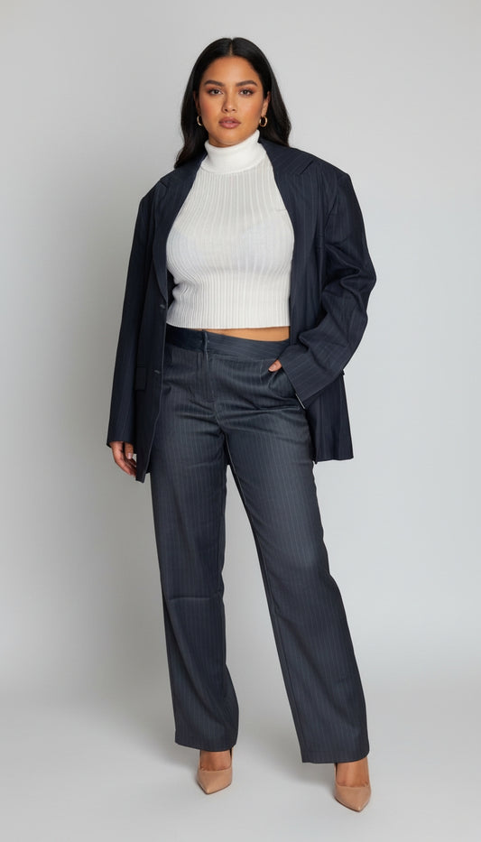 Blazer sastre azul oscuro con líneas – ANBL2610