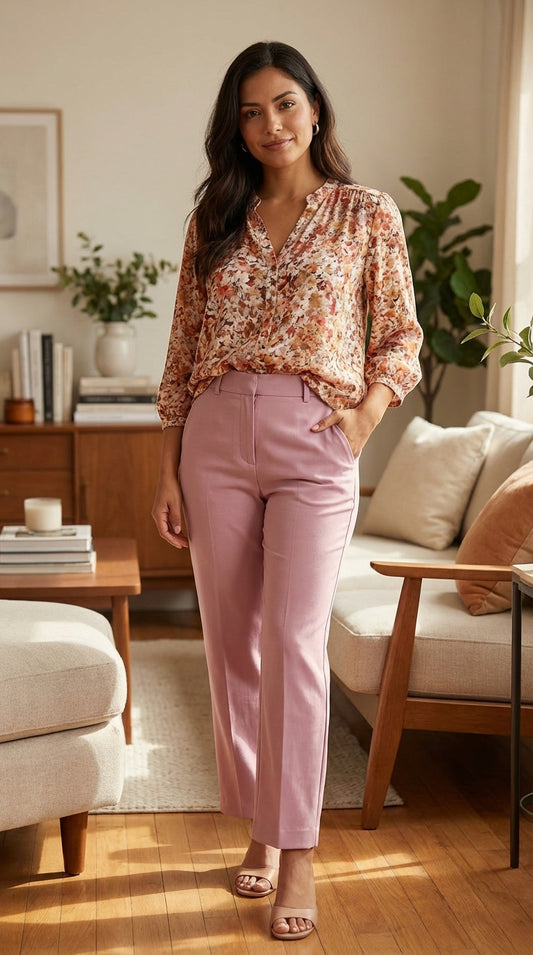 Pantalón palazzo rosado / ANE1001-3