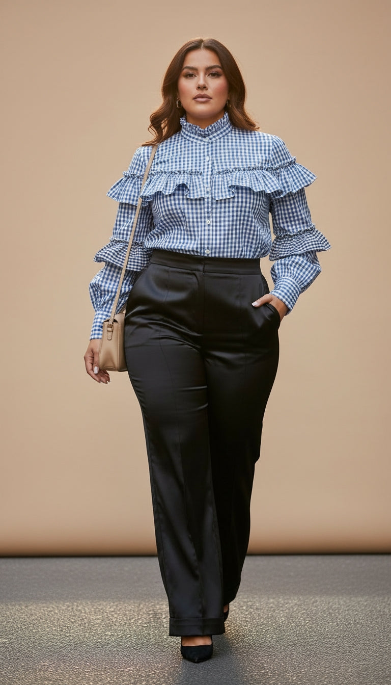 Outfit Oficina Azul Rayas Elegante / OUT37