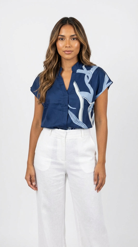 Blusa azul estampada / L22A