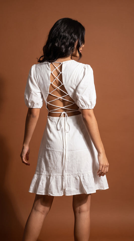 Vestido blanco recto sin mangas /ANV20