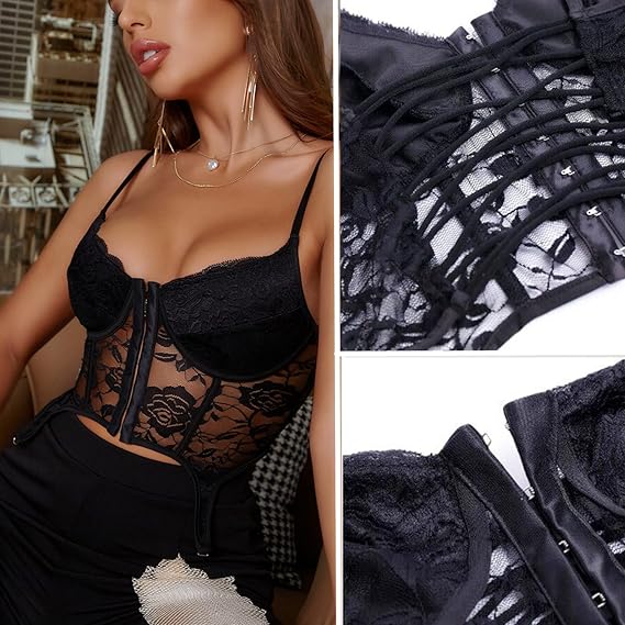 Top negro con tiras cruzadas D&M / V289 image 3