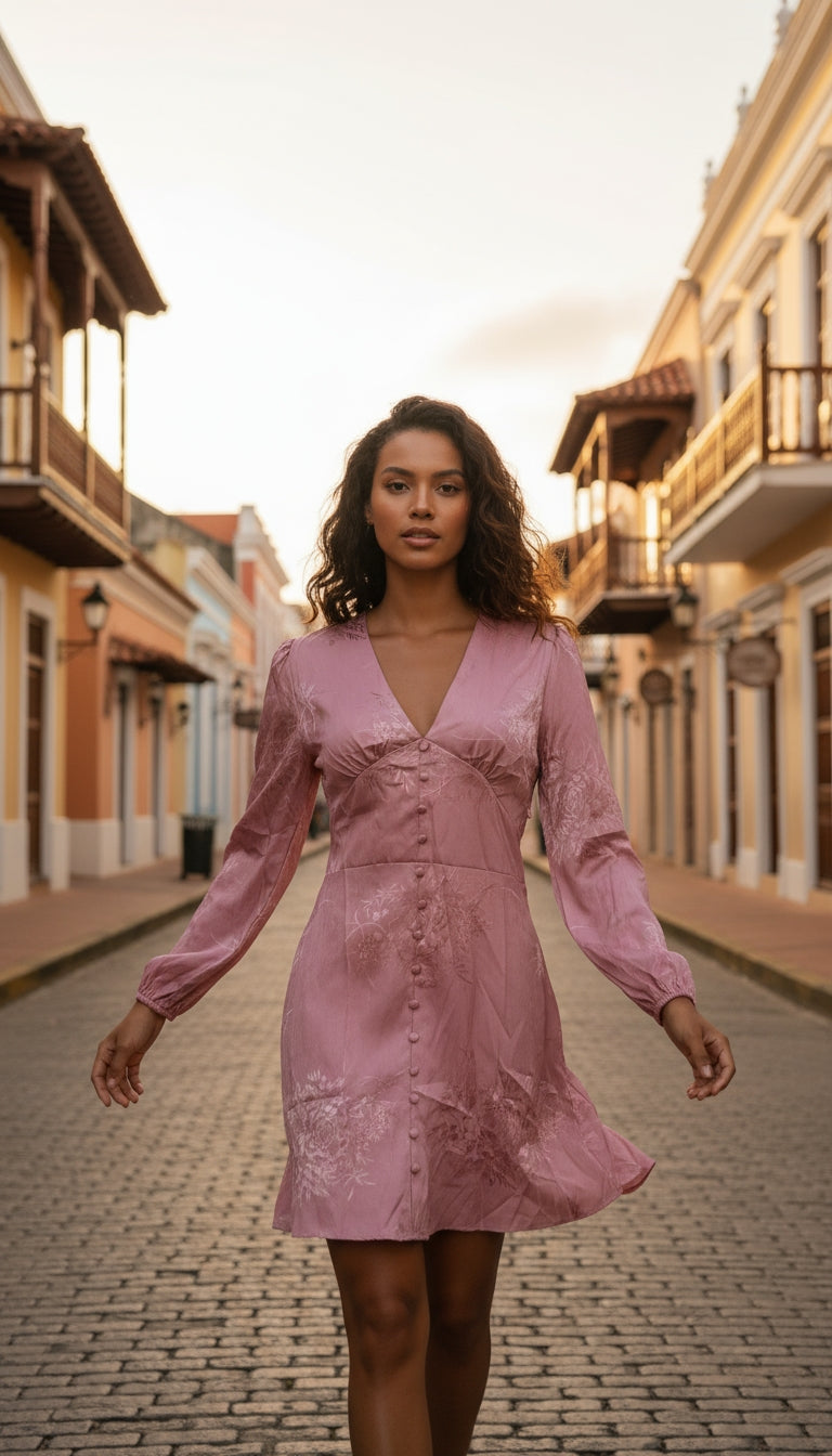 Vestido rosa viejo entallado /ANV19 image 2