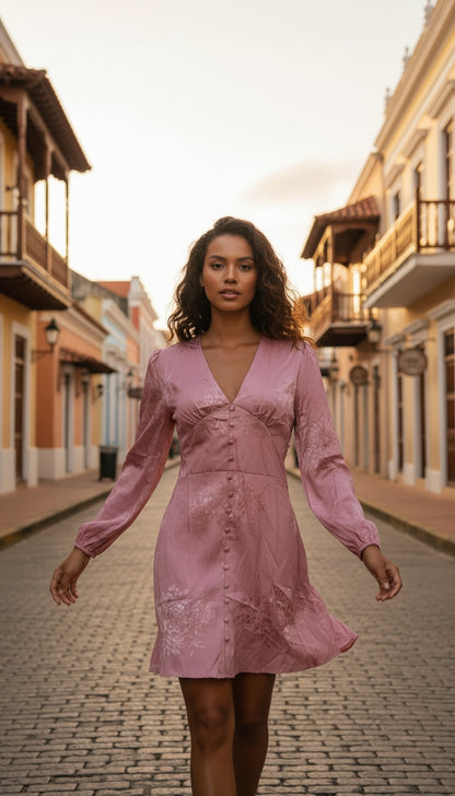 Vestido rosa viejo entallado /ANV19 image 2