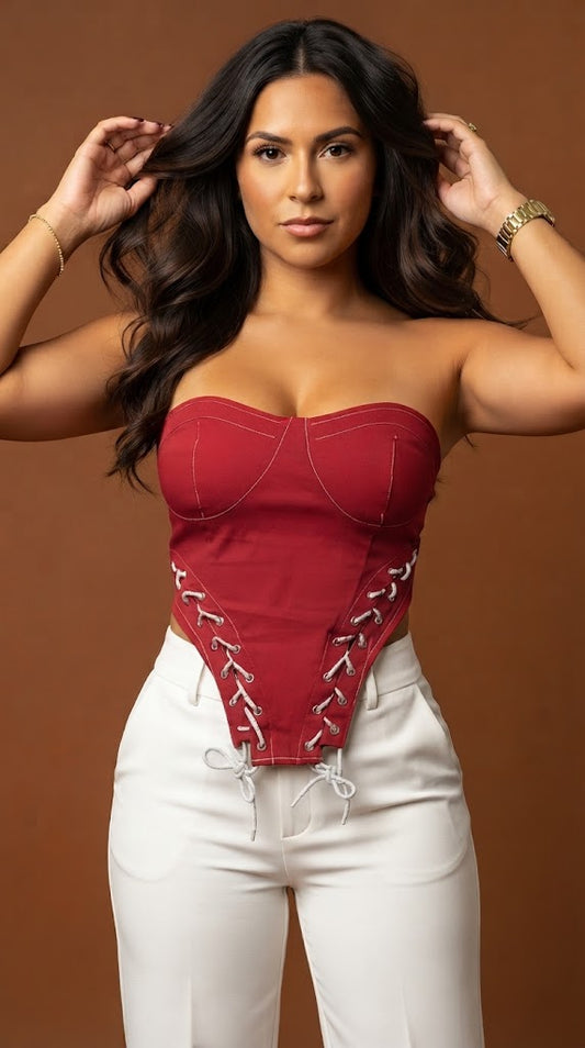 Top tipo corset rojo D&M / V334