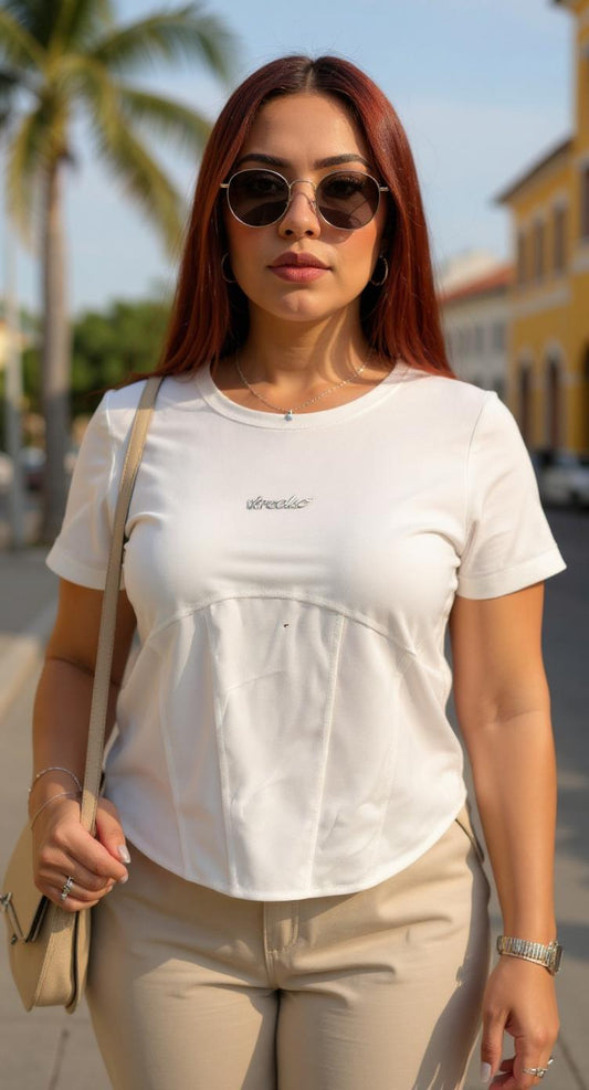 Camisa blanca manga corta / P296 image 0