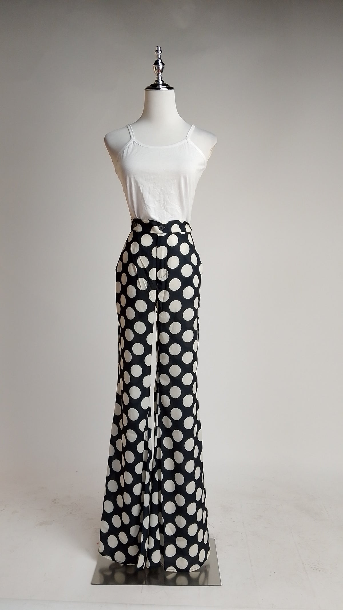 Pantalón acampanado lunares negro / ANE1001-74