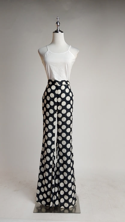 Pantalón acampanado lunares negro / ANE1001-74
