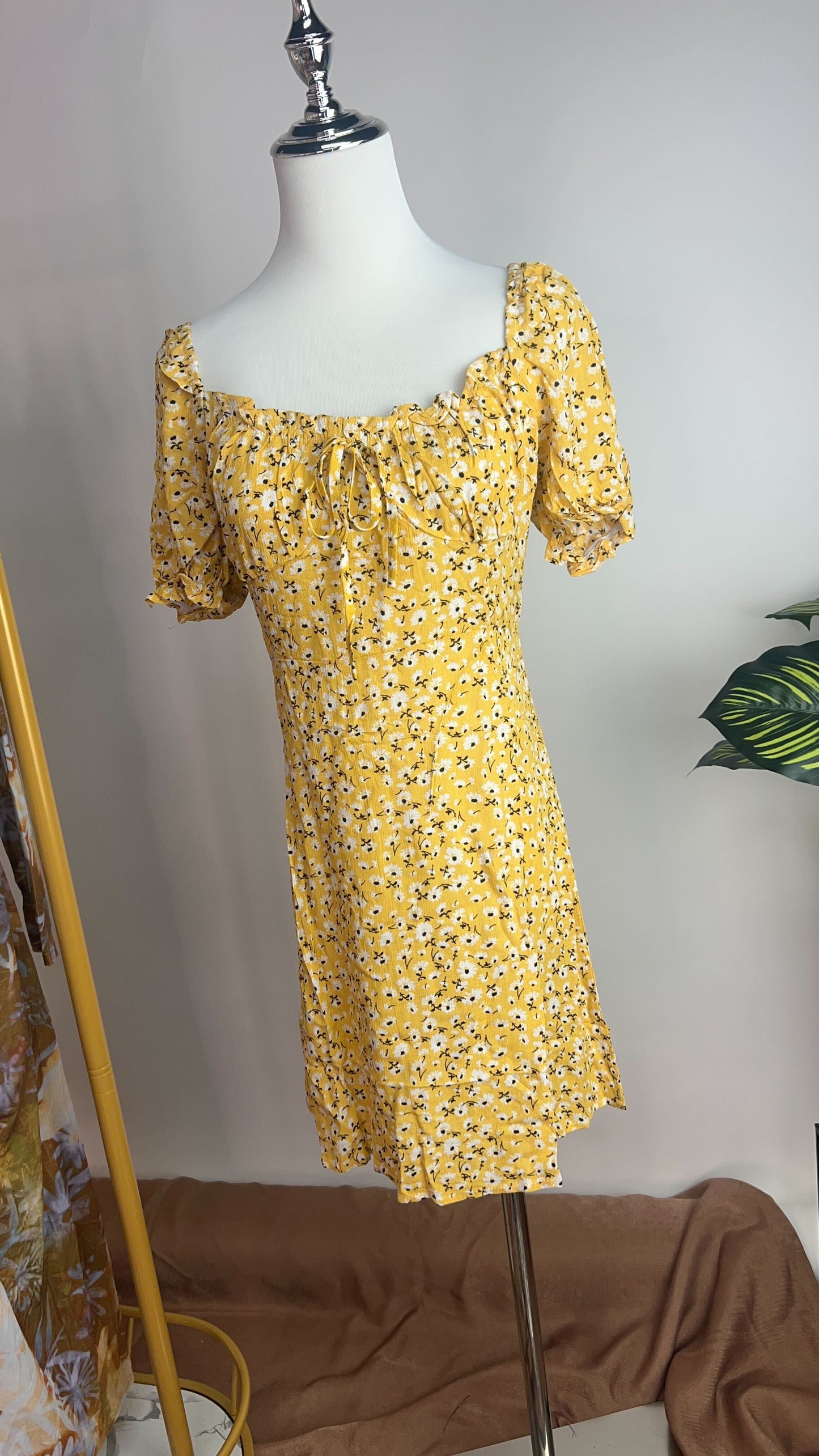 Vestido amarillo floral manga campesina /ANV02 image 5