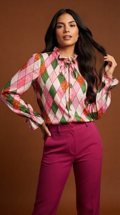 Blusa rombos rosados / AO110