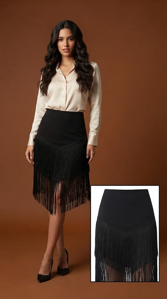 Falda corta con flequillos elegantes D&M / V459