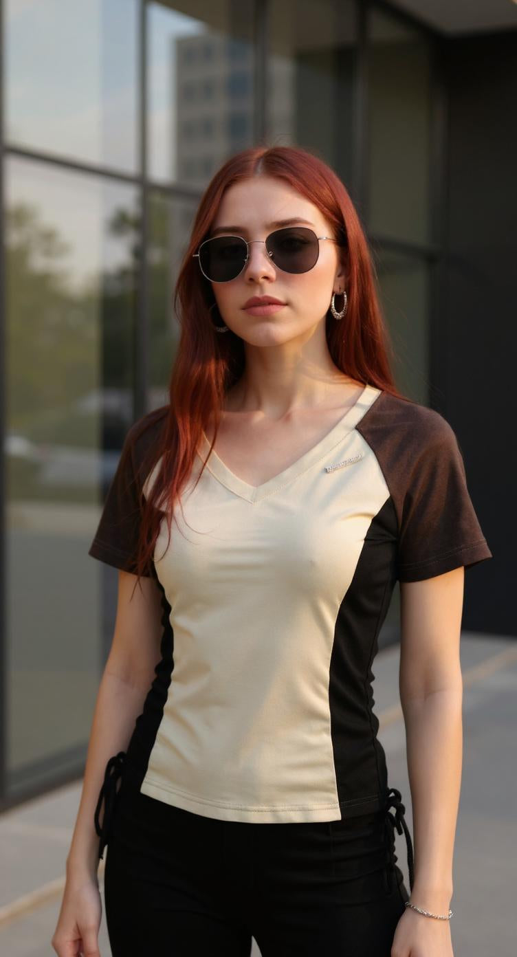 Top bicolor beige y marrón / P277 image 0