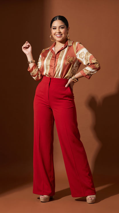 Pantalón wide-leg rojo / ANE1001-75