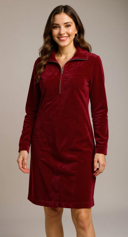 Abrigo largo rojo vino de felpa AOMEI / AO49 image 1