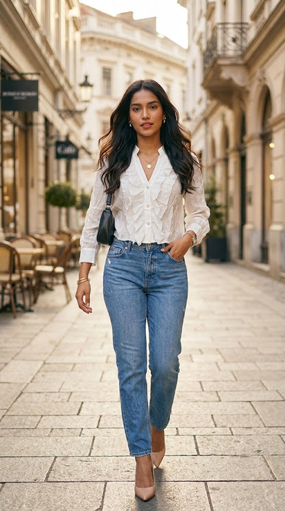 Blusa con Volantes y Encaje / ANB26040