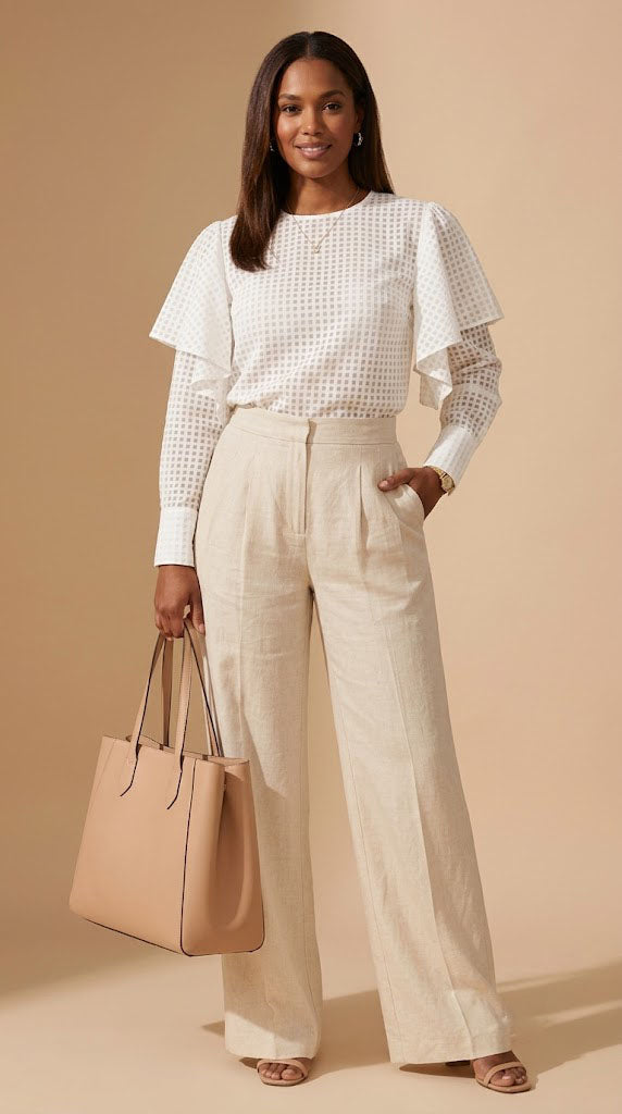 Blusa blanca cuadriculada / AO163