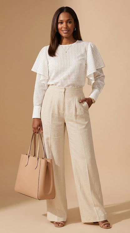 Blusa blanca cuadriculada / AO163