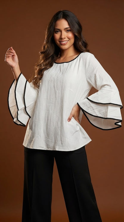 Blusa Blanco y Negro Elegante / SH100