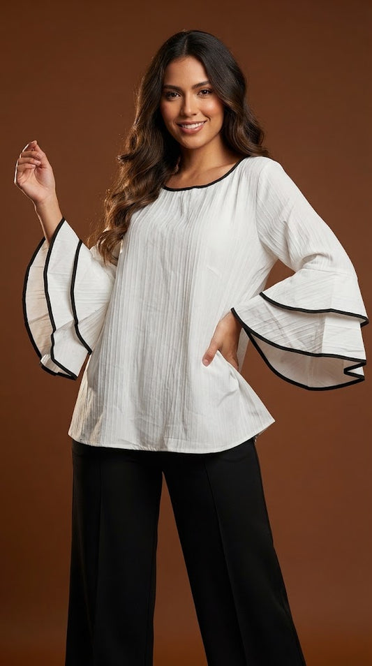 Blusa Blanco y Negro Elegante / SH100