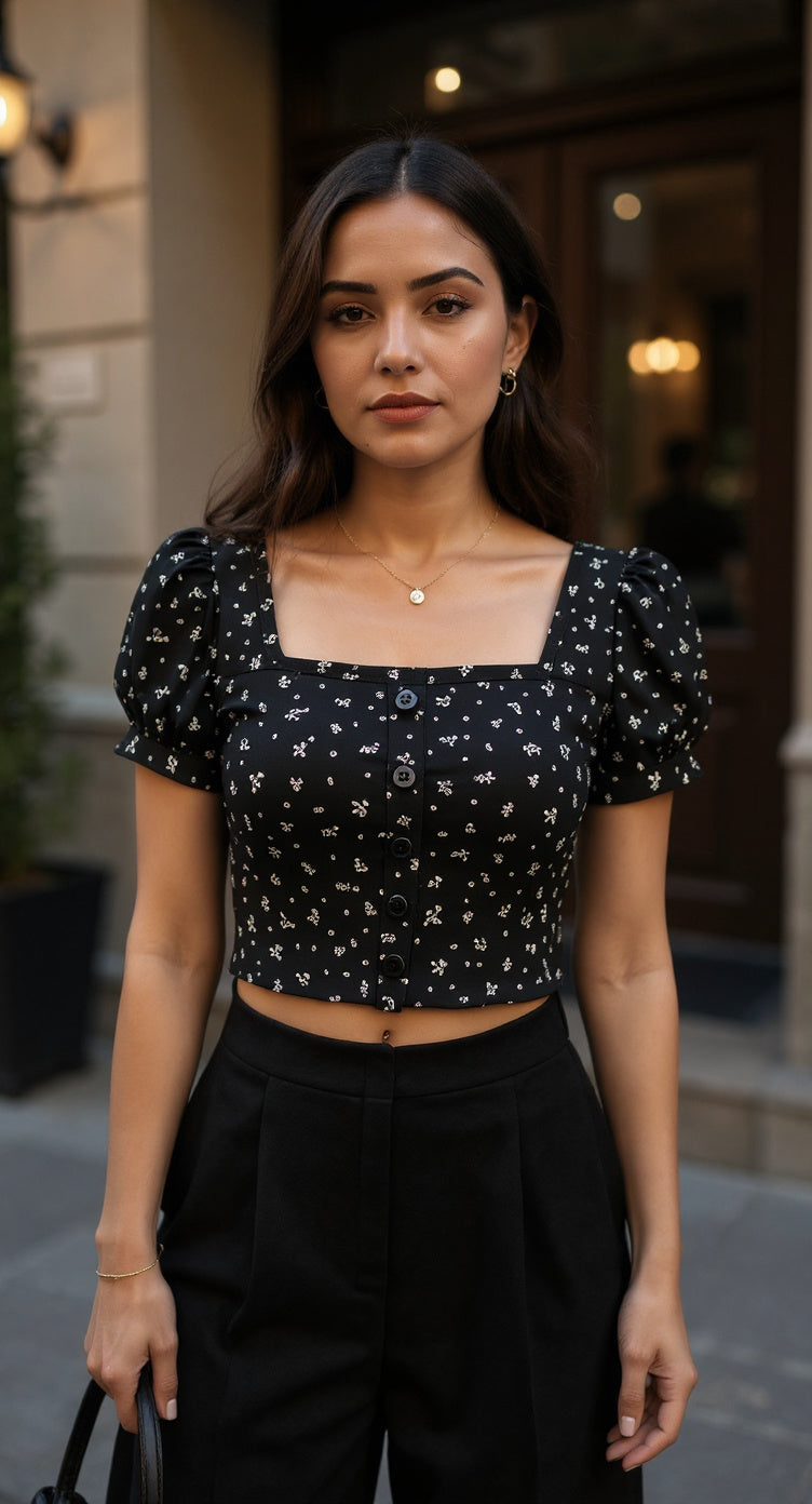 Blusa negra con puntos blancos / P292 image 0