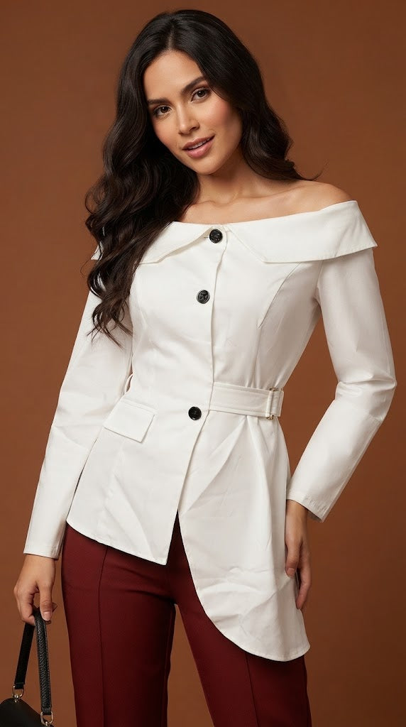Blusa blanca con botones / AO14