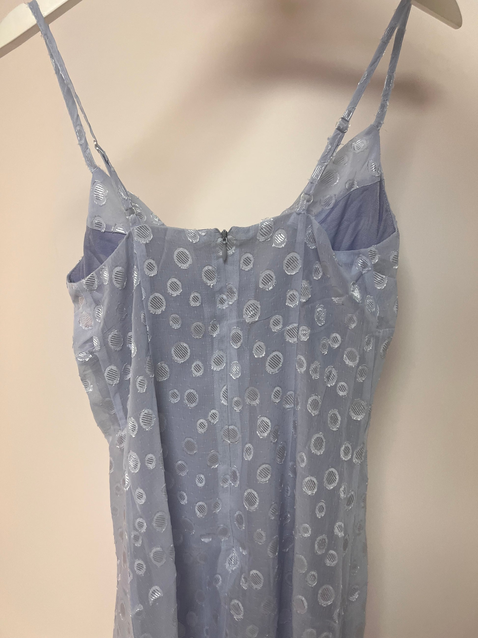 Vestido celeste con tirantes y fruncido D&M / V369 image 4