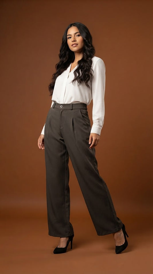 Pantalón gris oscuro recto / P34