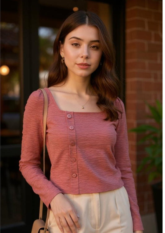 Blusa rosada manga larga / P139 image 0